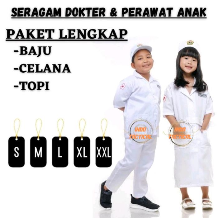 Ready Baju Seragam Perawat Anak,Dokter Anak,Dokter Cilik, Baju Tk Anak