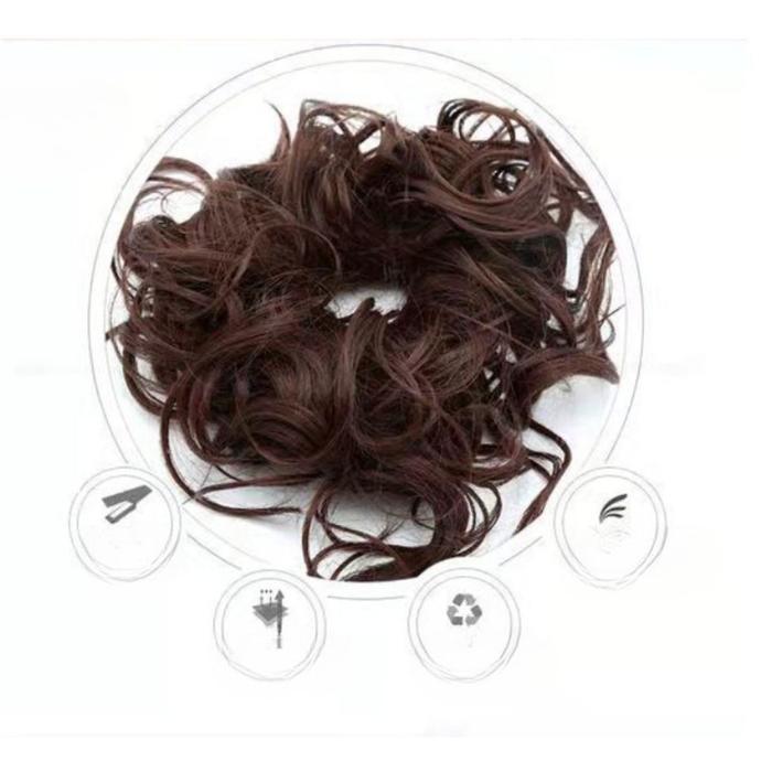 Ikat Rambut Sanggul Korea / Ikat Rambut Palsu Cepol Keriting Bun Wanita Korea / Rambut Palsu sanggul