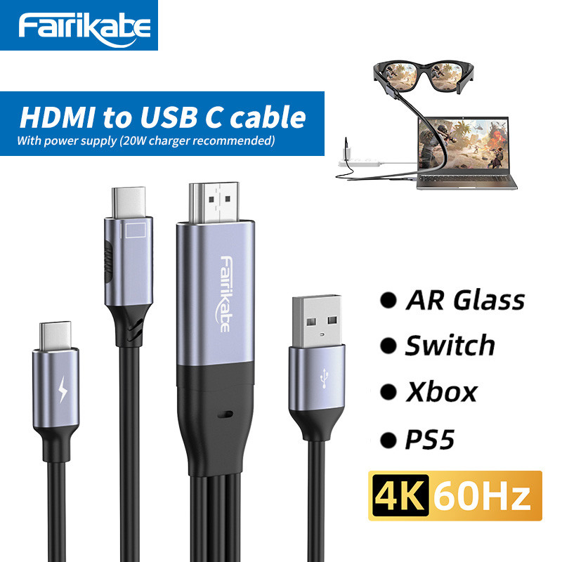 4K@60Hz HDMI-compatible Xreal Cable To USBC Adaptor For PS5 Xbox SteamDeck to XrealAir NrealAir