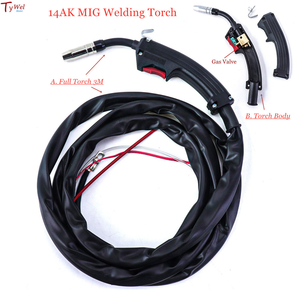 14AK MIG Welding Torch 150A Air Cooled Gas Valve Integrated 15AK MAG