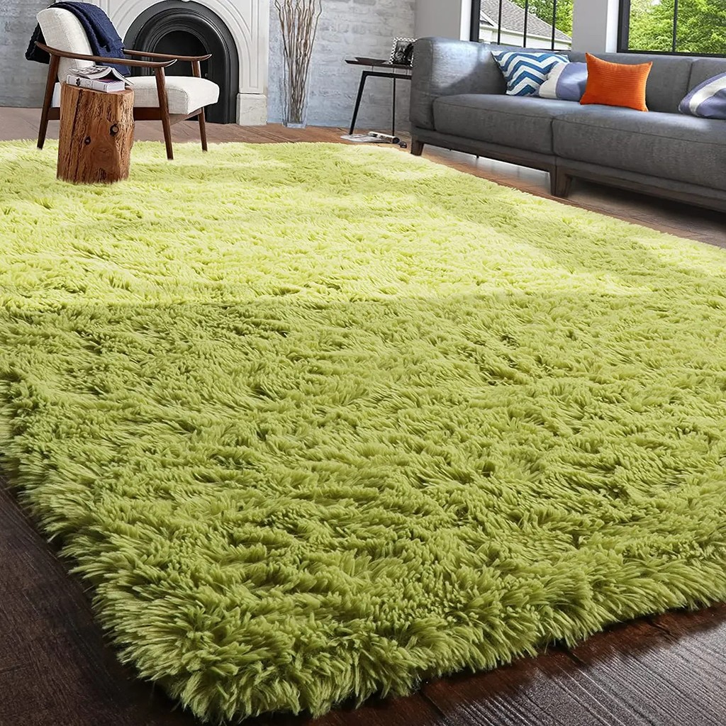 Fluffy Soft Green Living Room Room Carpet Large Furry Area Rugs Kids Mat Children Shaggy Bedroom Rug