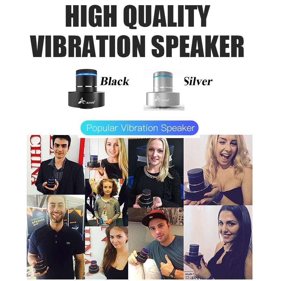Adin Portable Bluetooth Vibration Resonance Speaker Wireless Audio Subwoofer Vibro Speakers Sound
