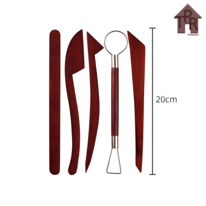 Butsir Alat Ukir Pottery Tool Modelling Tools 11pcs Kemasan Dompet Kayu Pilihan & Stainless Steel