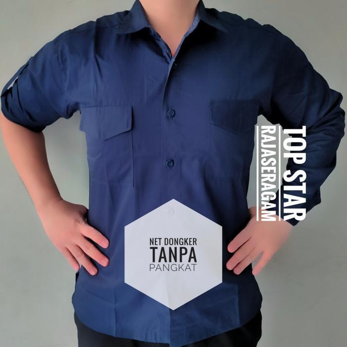 ORIGINAL Kemeja Net TV Tanpa Pangkat Biru Navy Dongker Seragam PDH PDL READY STOCK
