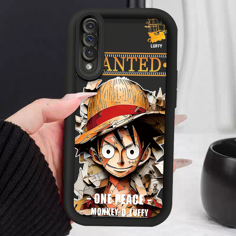 Casing Hp untuk Samsung Galaxy A50 A50s A30s Case Luffy kartun yang rusak Kasing silikon Cesing Bent