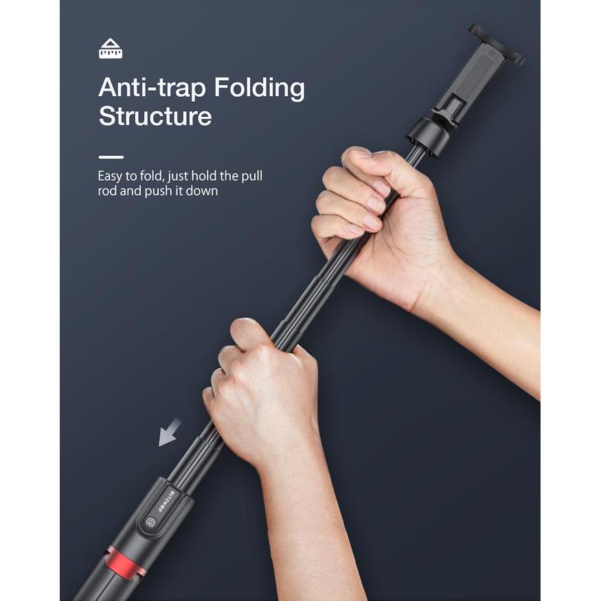 Blitzwolf BW BS10 Plus Long Selfie Stick Tripod Tongsis Remote 130cm Bluetooth Panjang
