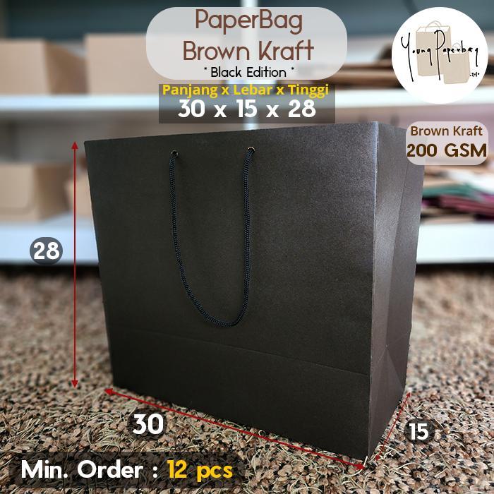 Paper Bag/Tas Kertas Paperbag Hitam Polos Brown Kraft (2 Size)