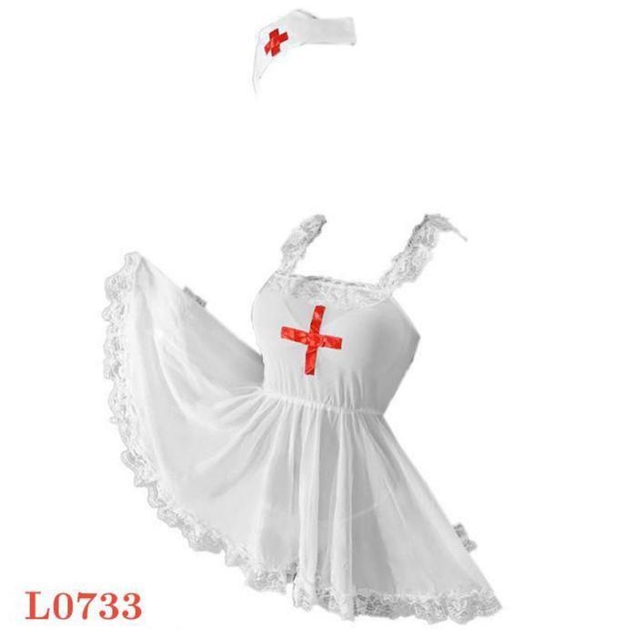 Diskon Lingerie Sexy Baju Costume Cosplay Wanita L0733 Tema Nurse Suster Perawat Dokter New