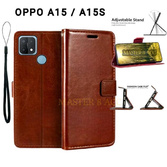 Case Dompet Untuk OPPO A15 / A15s, Flip Cover Wallet Leather Casing Dompet Kulit ( Case Untuk Oppo