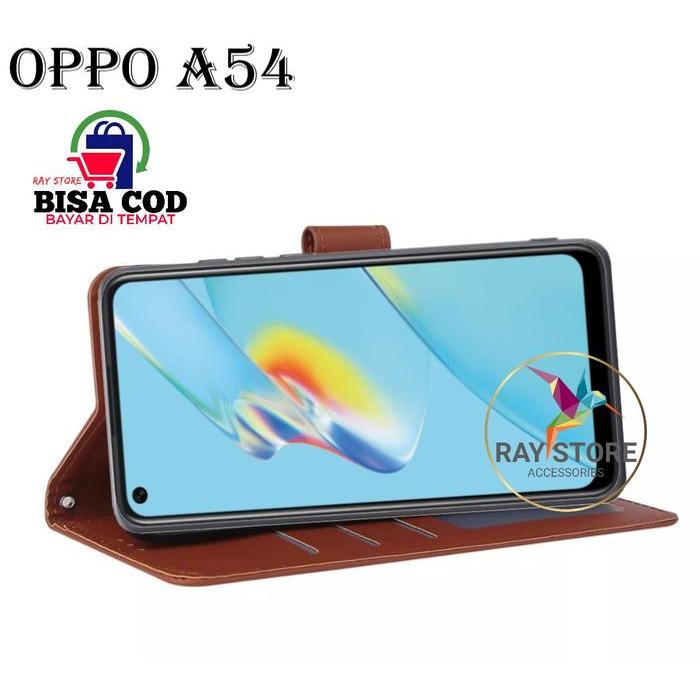 OPPO A54 FLIP LEATHER CASE PREMIUM-FLIP WALLET CASE KULIT UNTUK OPPO A54 - CASING DOMPET-FLIP COVER