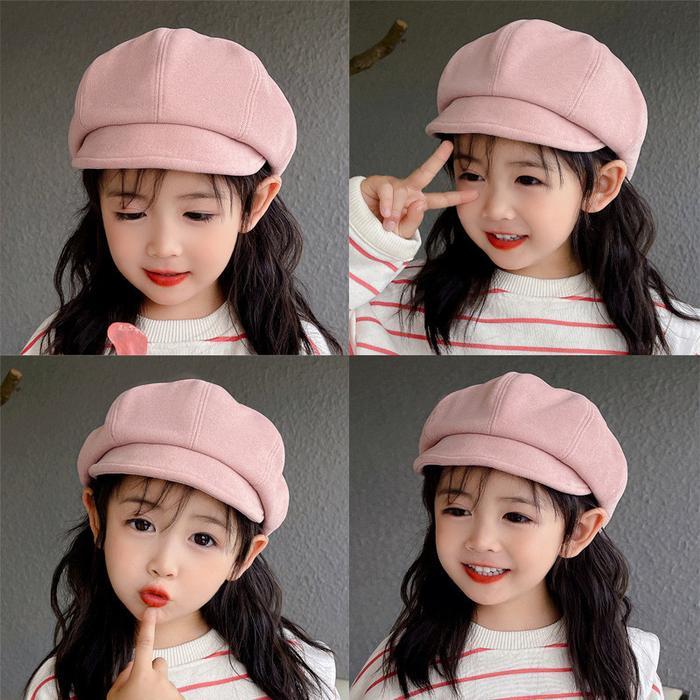 Mb Topi Anak Cewek Model Apollo Polos Korean Style Hats Caps Baret Anak-Anak Fhasion Terlaris