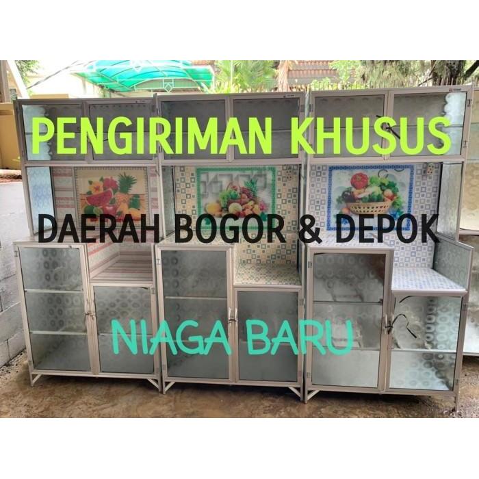 Rak Piring KACA 2 Pintu Magic Buah Seng Bawah Keramik Bogor