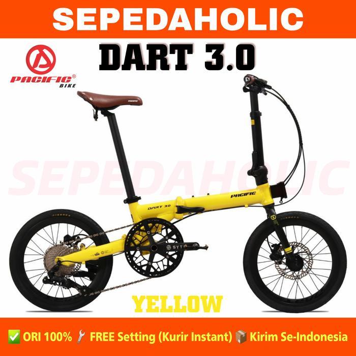 Sepeda Lipat 16 Inch PACIFIC DART 3.0 Alloy 10 Speed - Yellow