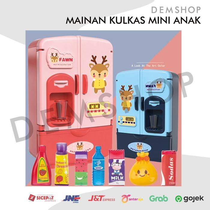 ` Mainan kulkas mini anak, pretend play kulkas pendingin refirgerator an