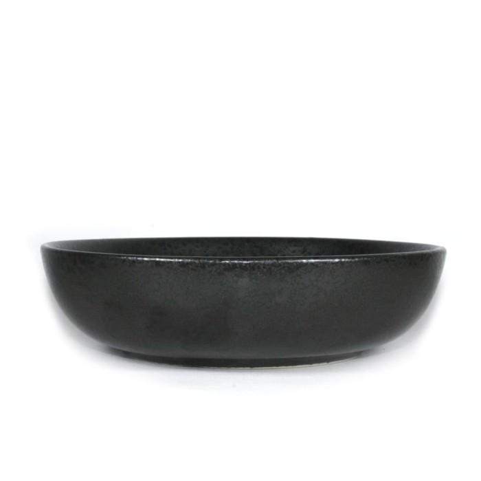 B Artisan Ceramic Black Spot Metallic Deep Plate #Gratisongkir