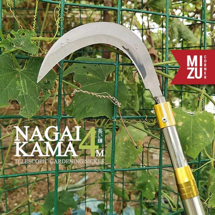 MIZU NAGAI KAMA 4m Telescopic Gardening Sickle Pisau Potong Rumput Taman Tongkat Panjang Pisau
