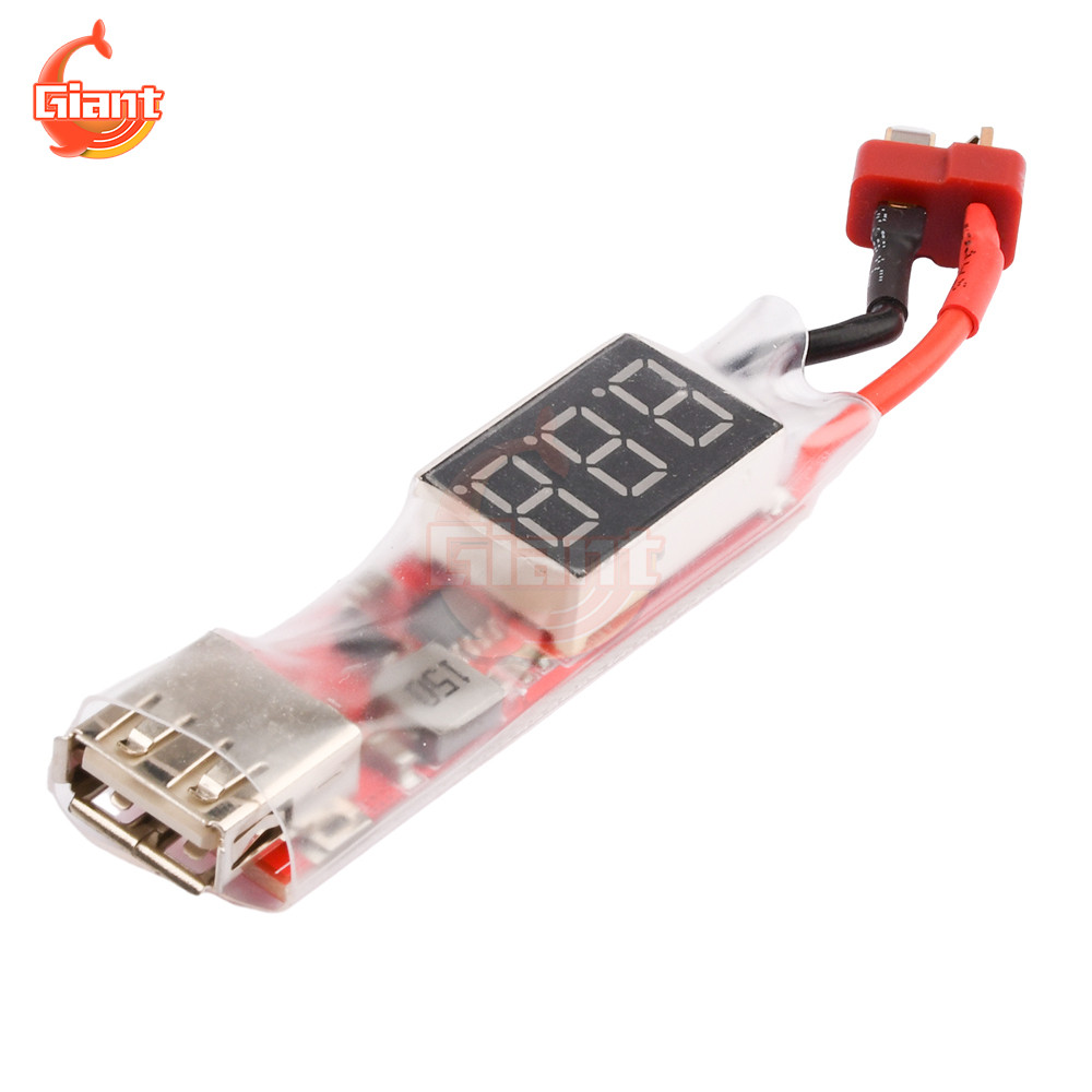 2S-6S Lipo Lithium Battery Charger Converter Digital Display Voltmeter Tester XT60/T Plug To USB Cha