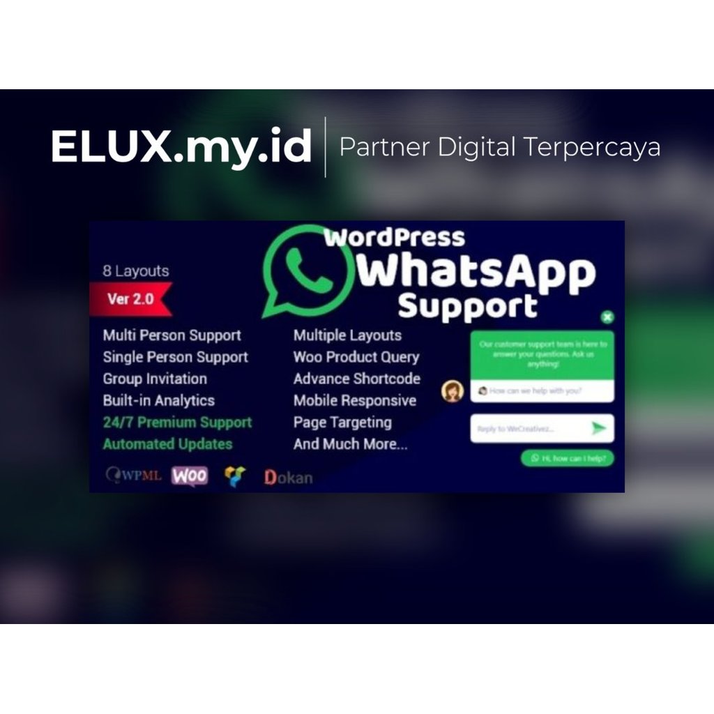 Wordpress Support Using Whatsapp Plugin Original Unlimited Domain Lifetime