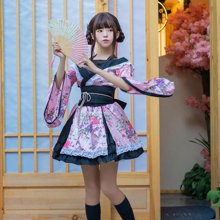 CC-20 black sailor yukata kimono lolita waloli cosplay costume kostum
