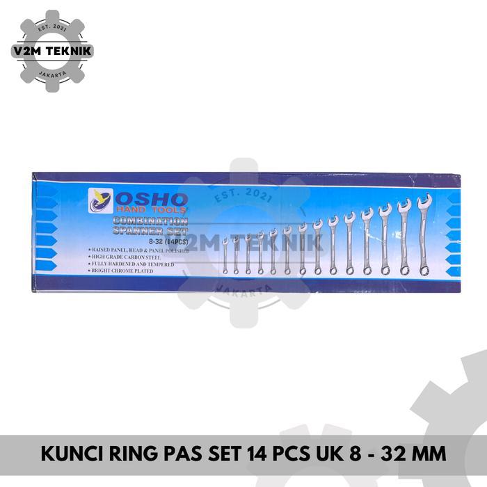 Osho Kunci Ring Pas 8-32 Mm / Ring Pas Serbaguna Set 14 Pcs / Ring Pas Key 8, 10, 11, 12, 13, 14,