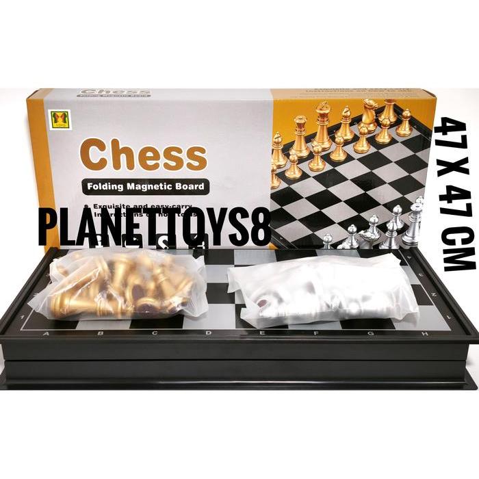 Ready Catur Magnet Emas Perak Gold Silver Lipat Chess Folding Magnetic Board Game Varian