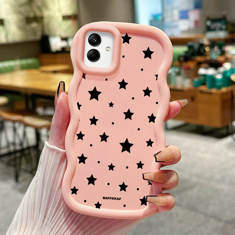 Casing HP Untuk Samsung A04 M04 F04 M13 5G Case Bintang Korean Style Kasing silikon Cesing Wavy Edge