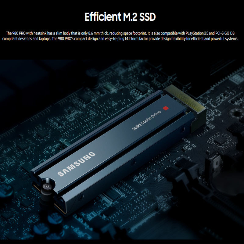 Original Samsung 980 PRO SSD with Heatsink 1TB 2TB PCIe Gen4 NVMe M.2 2280 7000MB/s Read for PS5