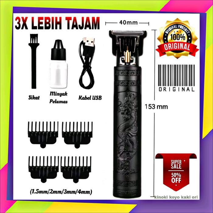 Alat cukur elektrik hair clipper T9 Vintage Original alat cukur rambut kumis jenggot warna hitam