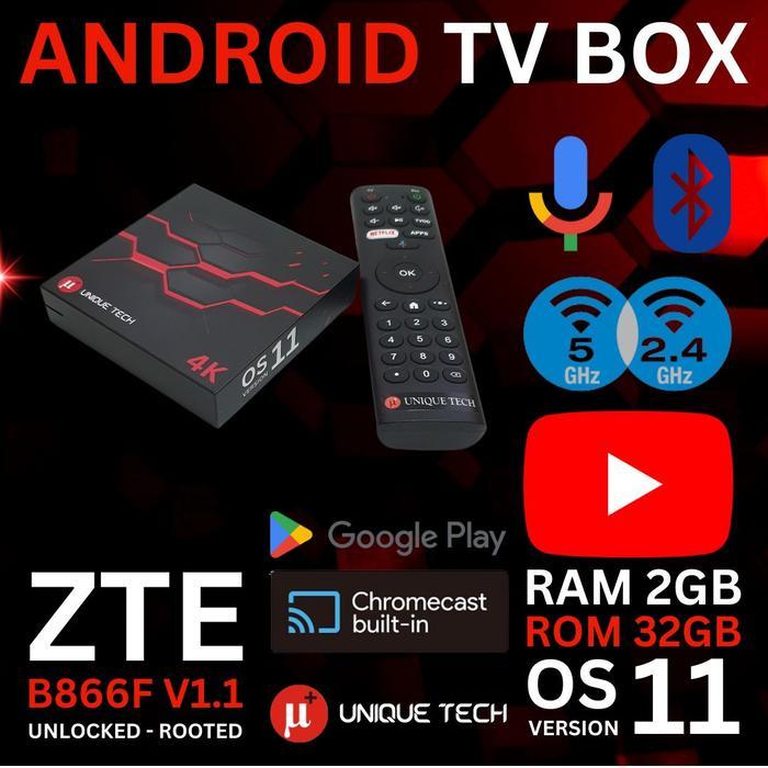 "New" STB ZTE B866F OS 11 RAM 2GB UNLOCK ROOT FULL SET ANDROID TV BOX AKUN