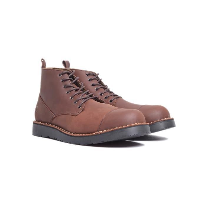 Otiv Gama Dark Brown - Sepatu Boots Kulit Asli Pria Riding Travelling Terlaris