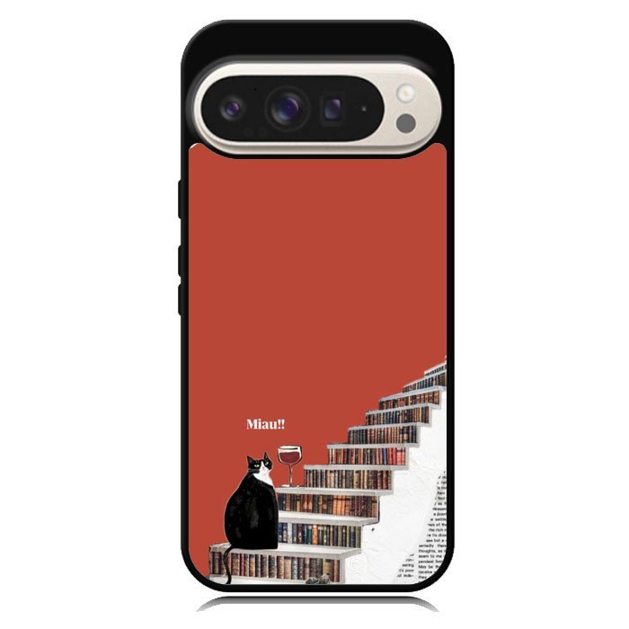 Cat Books Aesthetic Miaw Art Hybrid Case Casing Custom Google Pixel 10 9 8 7 6 5 4 3 Pro XL 10A 9A 8