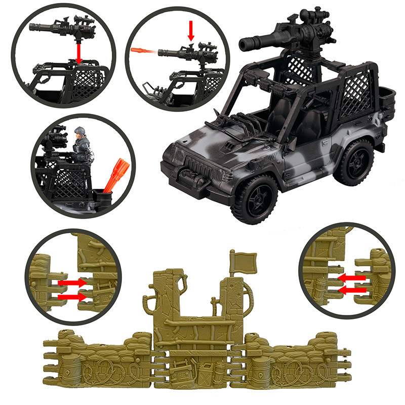 DIY Special Army Forces Toys With Fort Land Vehicle Military Parts Camouflage Soldiers Armed War