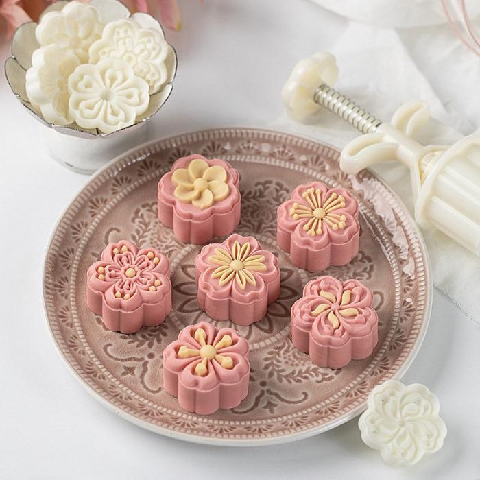 3 in 1 Cetakan Kue Bulan Kue /Cetakan Kue Bulan Berbentuk Bunga Bunga Matahari Cetakan Kue Bulan Kue