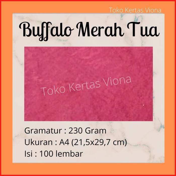 Kertas Buffalo / kertas karton cover/ sampul jilid ukuran A4 Merah Tua