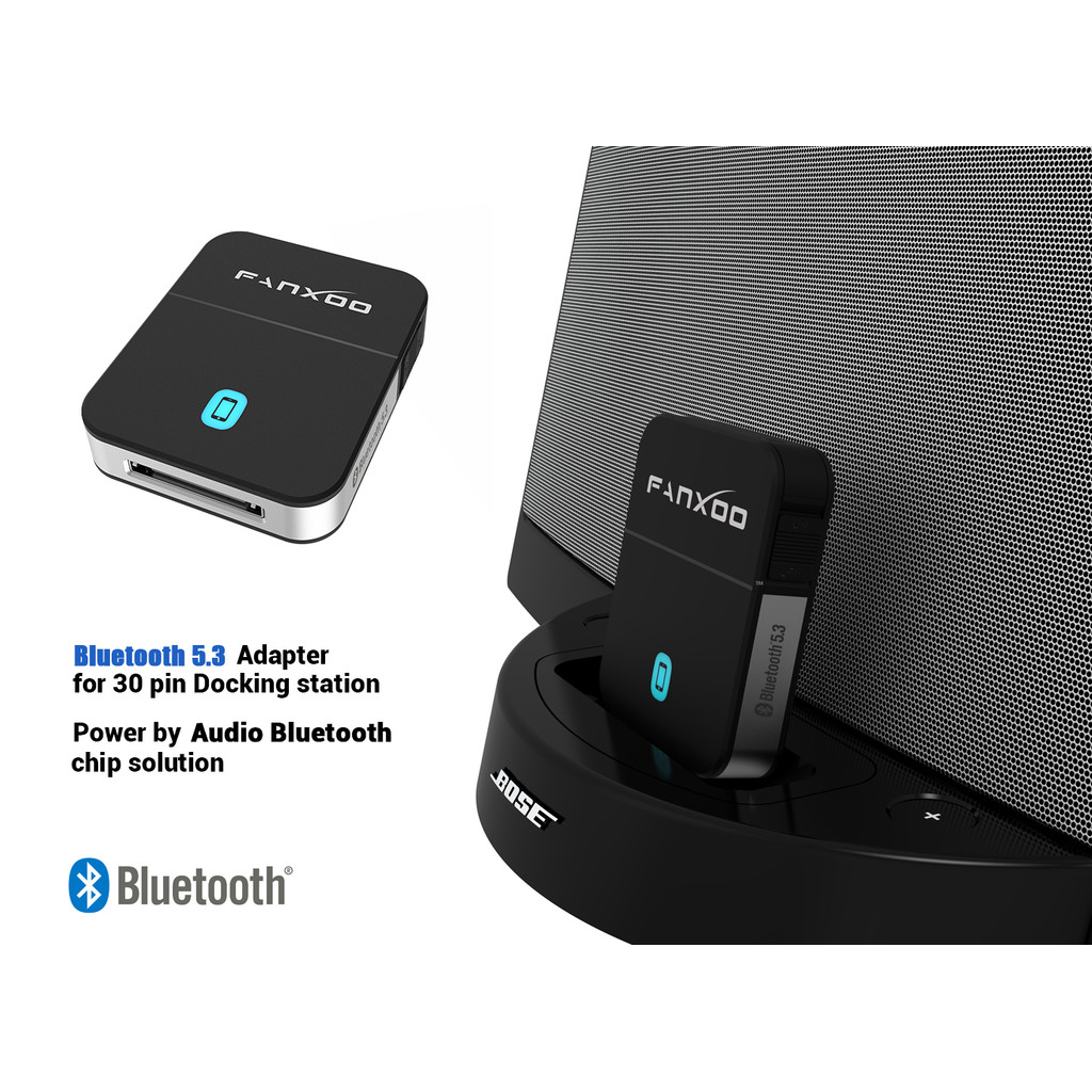 Fanxoo 30 Pin Bluetooth Adapter 5.0 Audio Mini Bluetooth Receiver For Bose Sounddock JBL YAMAHA