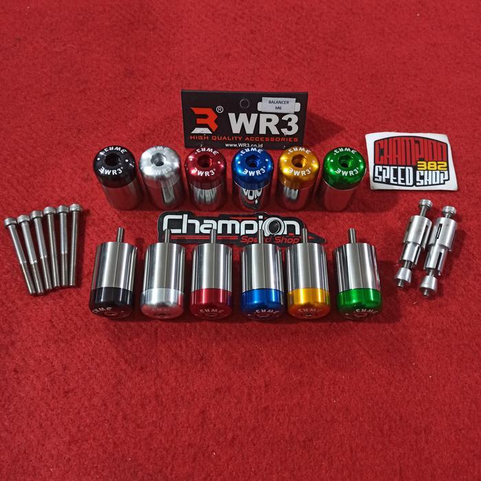Bar End Jalu Balancer Stang Wr3 M6 Baut 10 + Adapter Jalu Stang Wr3