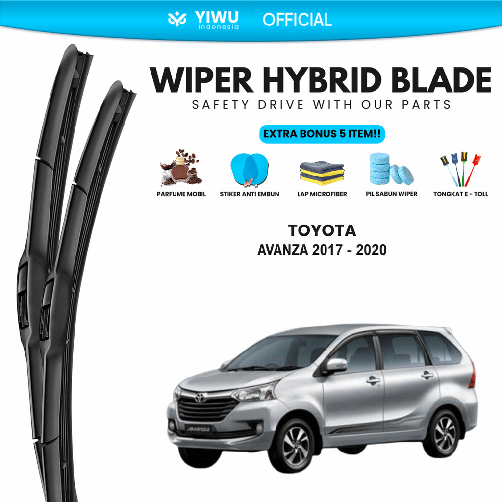 Wiper Toyota Avanza 2017-2020 Hybrid Kaca Depan Mobil Free 5 Bonus