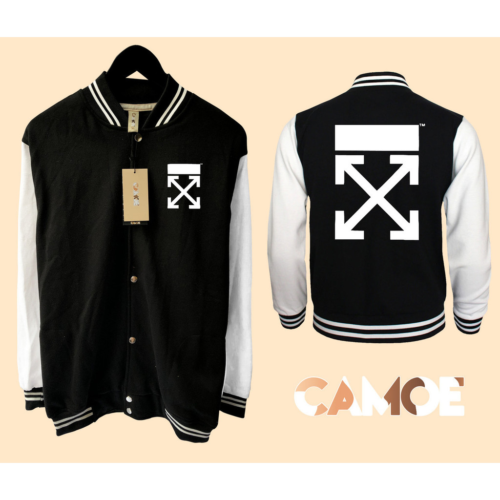Jaket Baseball Varsity Off White logo