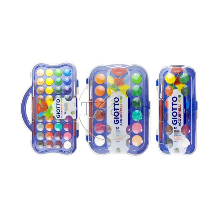 Sale Giotto Acquerelli Mini Watercolor Cake Color Paint Set 12 24 36 Warna Cat Air Gioto Mini