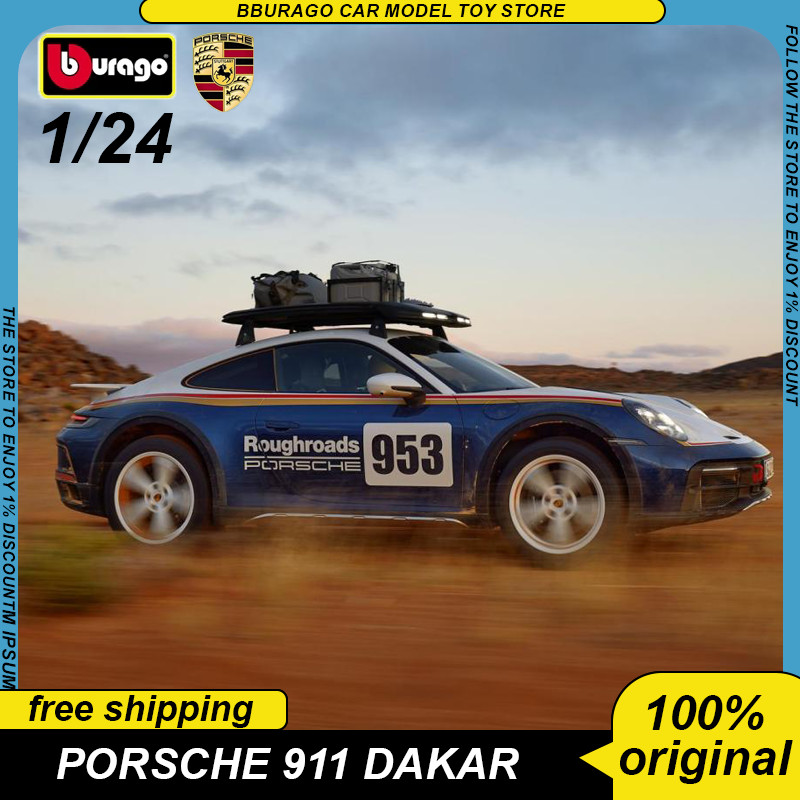 New Product Bburago 1:24 Porsche 911 Dakar 953WRC Sports Car Diecast