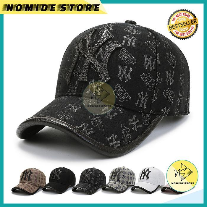 Topi Pria Wanita Baseball NY Batik Visor Kulit Fashion Korea BSAO