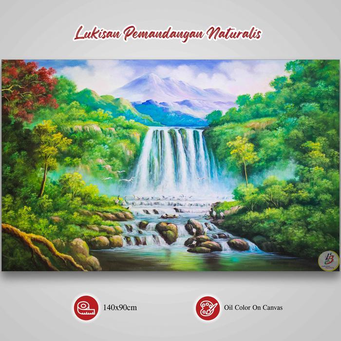 Lukisan Pemandangan Lukisan Kanvas Alam Lukisan Air Terjun