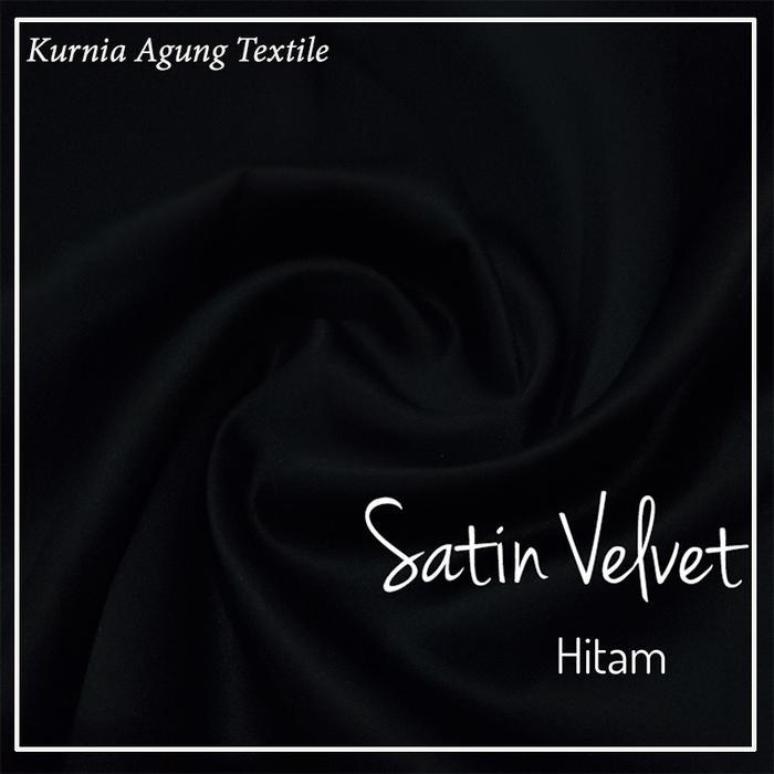 TERLARIS Kain Satin Velvet Premium Warna HITAM Satin Bridesmaid Meter & 0,5m BISA GRAB