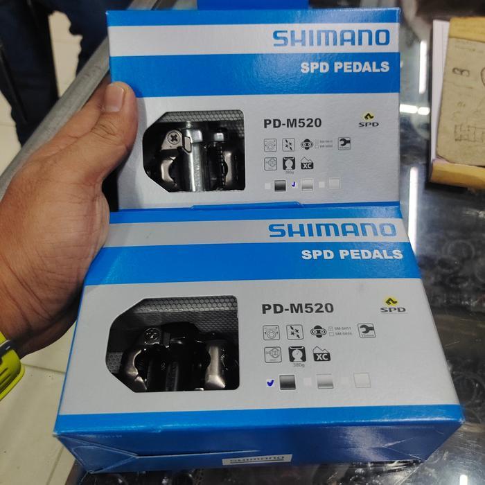 Polygon Shimano Spd Pedals Cleat Pd-M520 Cleat Mtb Hitam Dan Silver Pedal Cleat Mtb Shimano Pd M520
