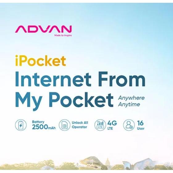 Advan Ipocket Mifi Mf01 Bundling Indosat Unlock All Operator Baterai 2500 Mah Portable Modem Garansi