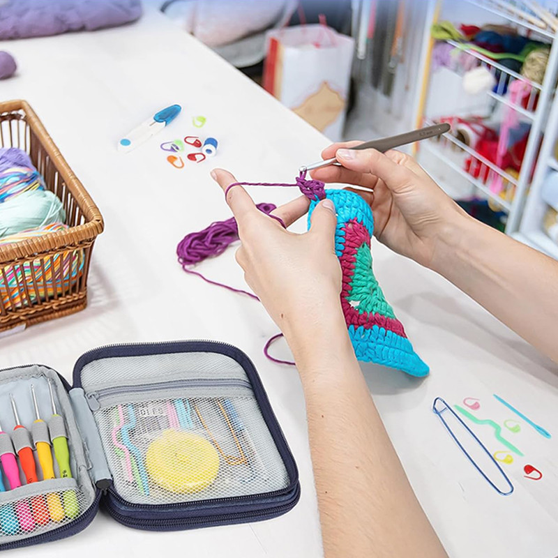 Crochet Hook Kit with Case Sewing and Weaving Tools Yarn Crochet Hook Household for Beginners &