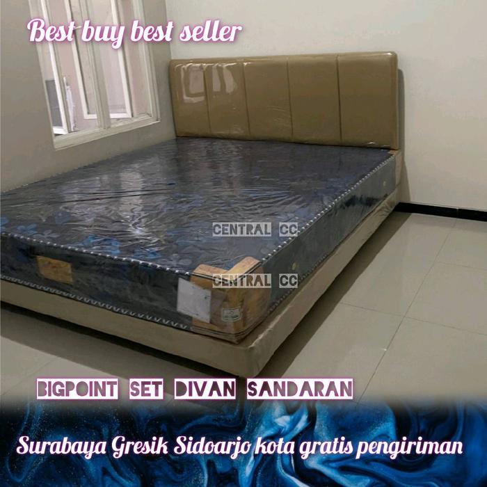 Set Bigpoint kasur spring bed divan sandaran lengkap 90 120 140 160 180 x 200 branded dari Bigland -