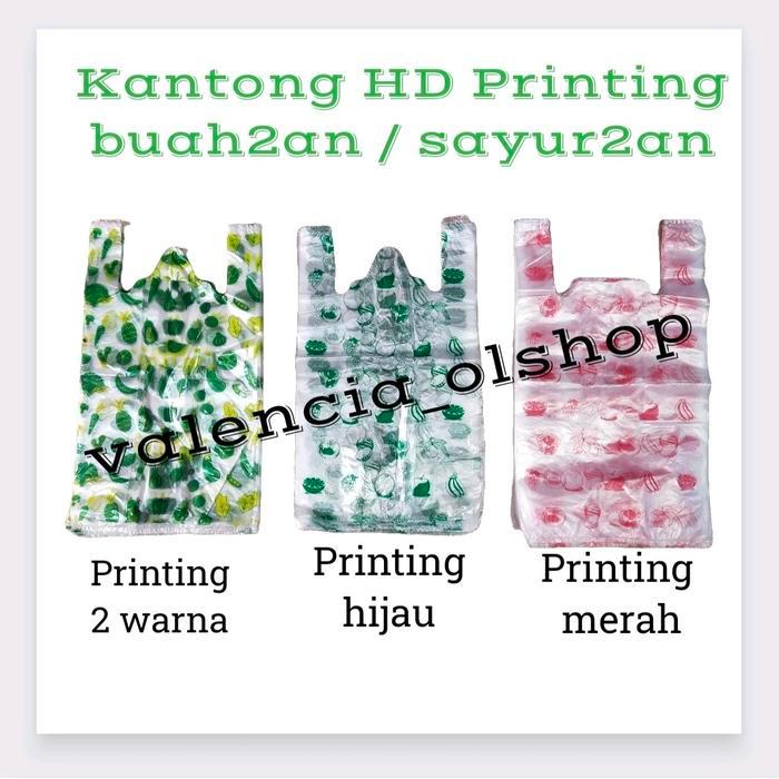 Kantong kresek plastik motif buah sayur ukuran 29