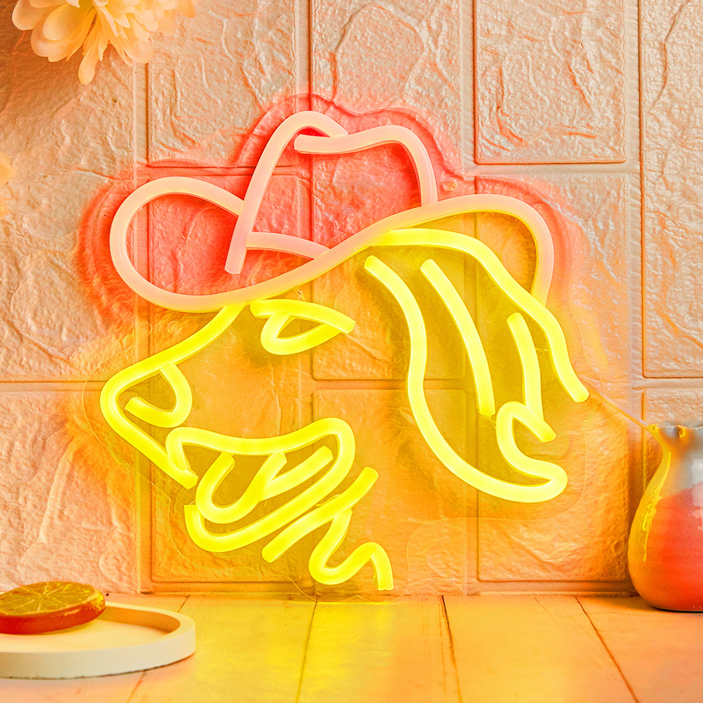 Chi-buy LED Neon CowBoy Retriever USB Powered Neon Signs Night Light 3D Wall Art Bedroom Room Decor