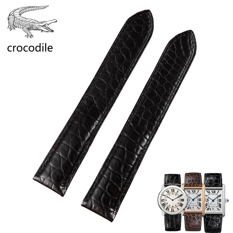 For cartier tank London solo series Alligator leather watch strap Crocodile Genuine leather